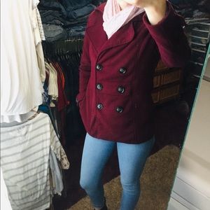 Beautiful Maroon Pea Coat